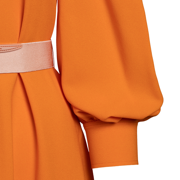 Orange midi dress with bare shoulders                                                                                                                  STELLA MCCARTNEY