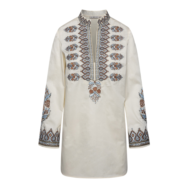 Short caftan-style dress with embroidery                                                                                                               TORY BURCH                                        