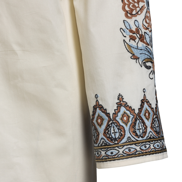 Short caftan-style dress with embroidery                                                                                                               TORY BURCH                                        
