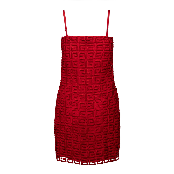 Red mini dress with logo pattern                                                                                                                       GIVENCHY