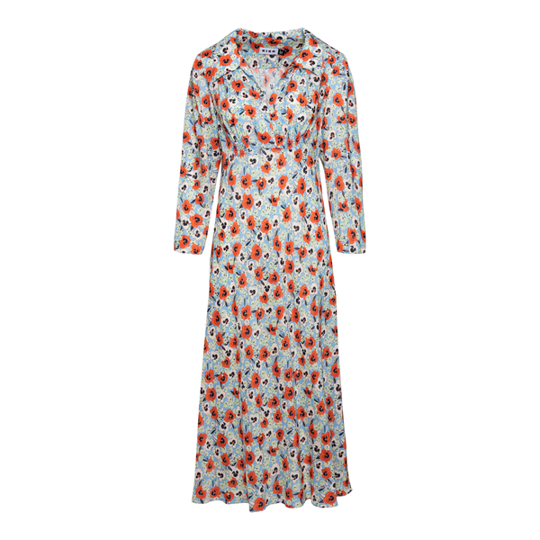 Long floral dress with collar                                                                                                                         Rixo COSMOS front