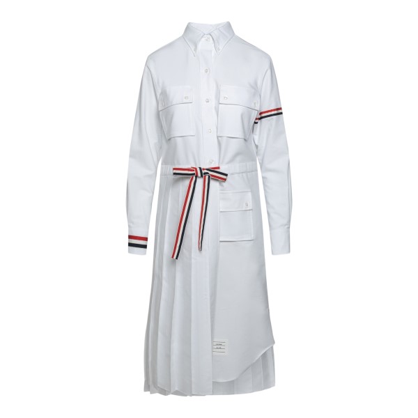 Long white dress with striped details                                                                                                                  THOM BROWNE
