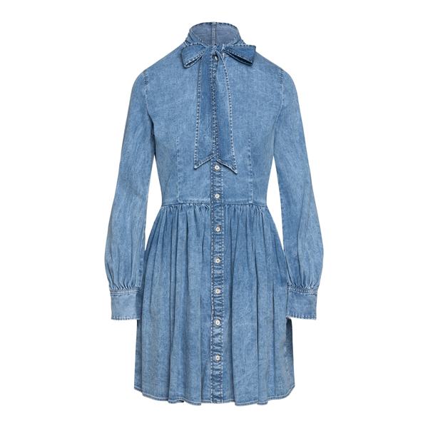 Short blue denim dress with bow                                                                                                                        DSQUARED2