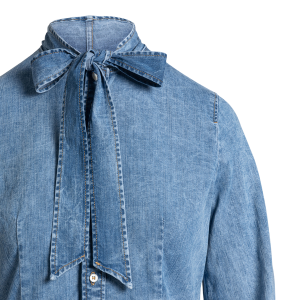 Short blue denim dress with bow                                                                                                                        DSQUARED2