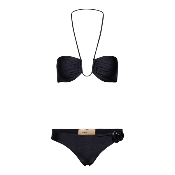Black bikini set with logo application                                                                                                                Gucci 665718 front