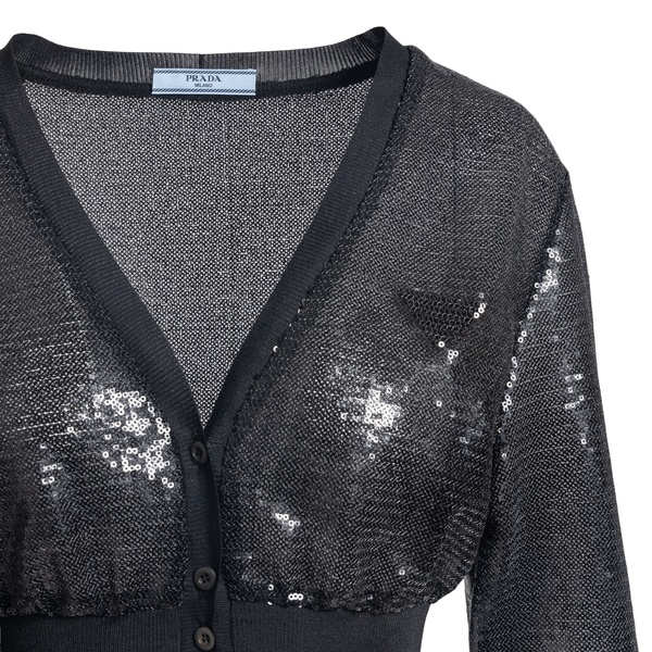 Cropped cardigan with sequins                                                                                                                          PRADA                                             
