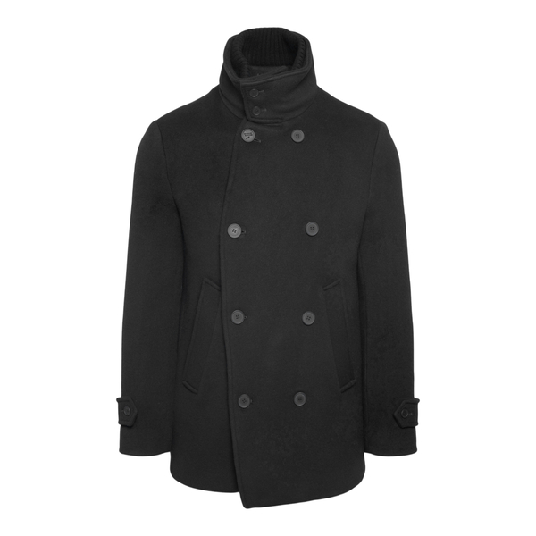 Black coat with double-breasted closure                                                                                                                EMPORIO ARMANI                                    