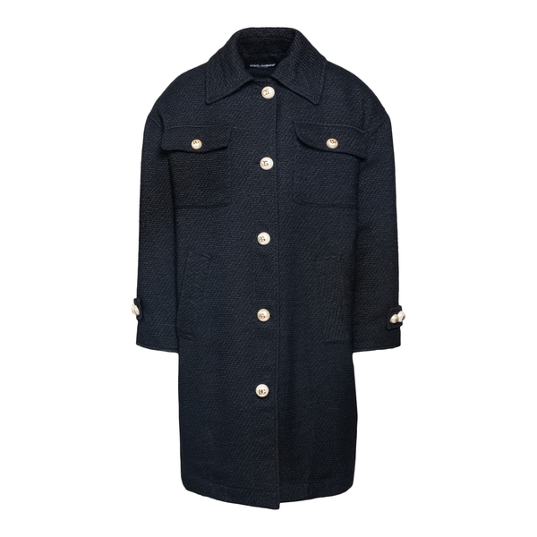 Black coat with pearl buttons                                                                                                                          DOLCE&GABBANA