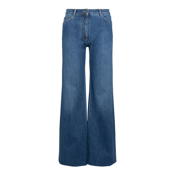 Blue flared jeans with teddy bear patch                                                                                                               Moschino 0320 front