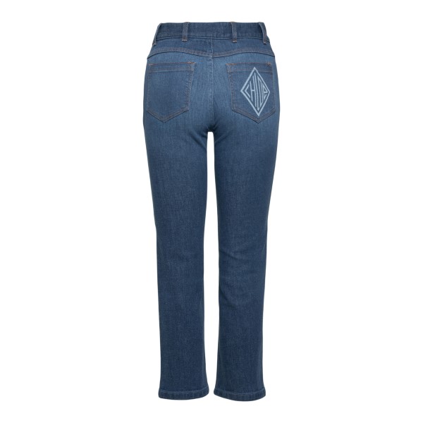 Jeans blu con stampa logo                                                                                                                              davanti