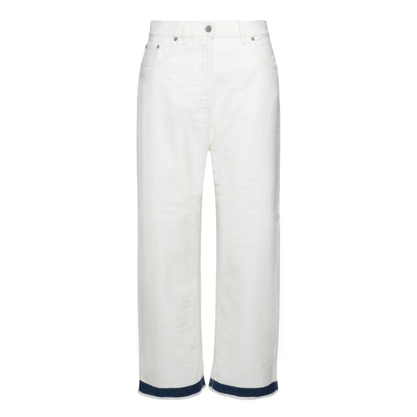 Straight leg jeans with contrasting hem                                                                                                               Prada GFP476 back