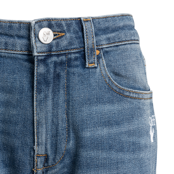 Jeans blu con stampa a righe sul retro                                                                                                                 OFF WHITE                                          OFF WHITE                                         