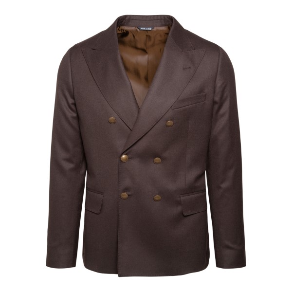Brown double-breasted blazer                                                                                                                           REVERES