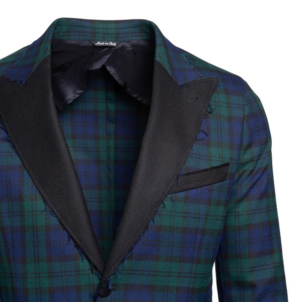 Single-breasted blue and green checked blazer                                                                                                          REVERES