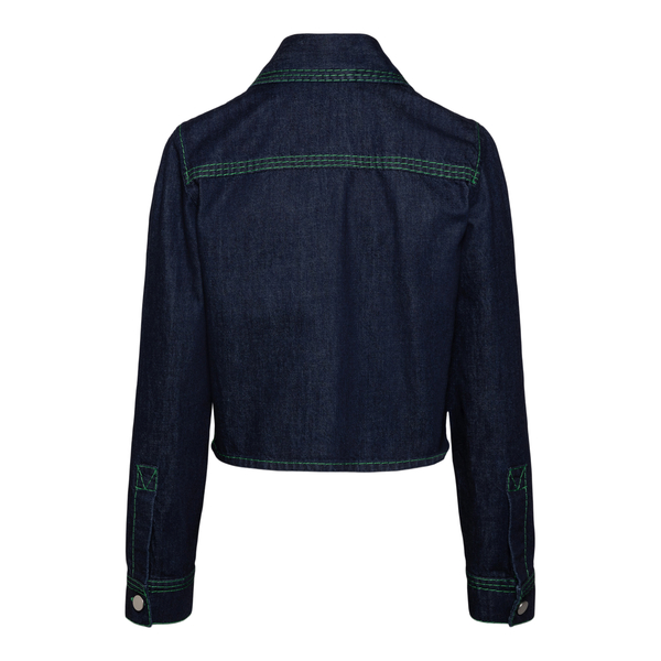 Blue jacket with green stitching                                                                                                                       BOTTEGA VENETA