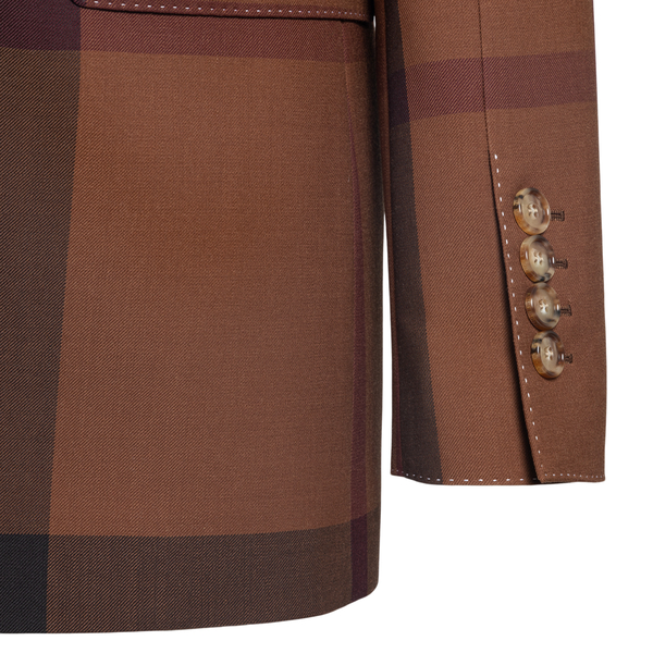 Brown blazer with check pattern                                                                                                                        BURBERRY