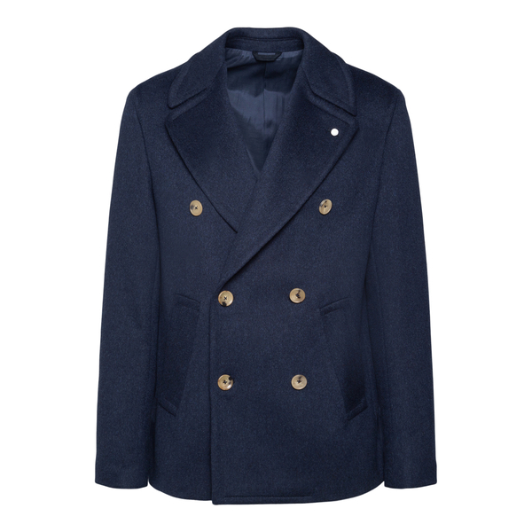 Blue coat with double-breasted closure                                                                                                                Lubiam 9105 back