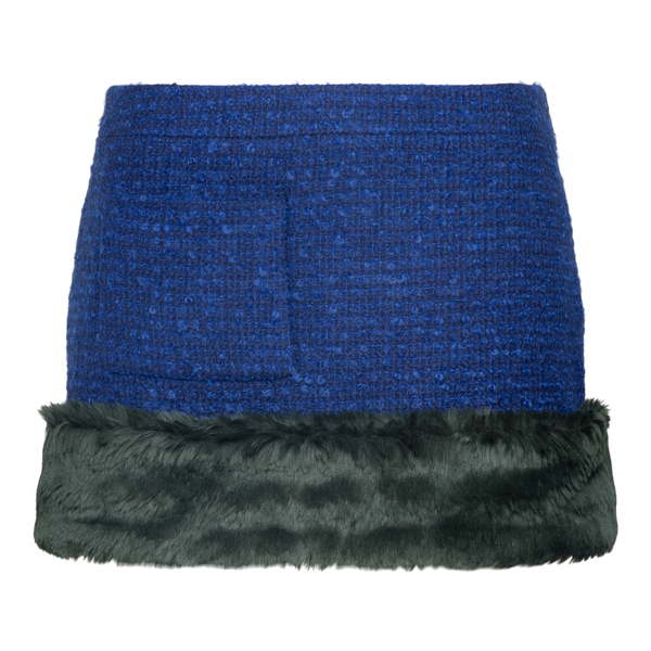 Blue miniskirt with fur effect hem                                                                                                                    Saint Laurent 679188 front