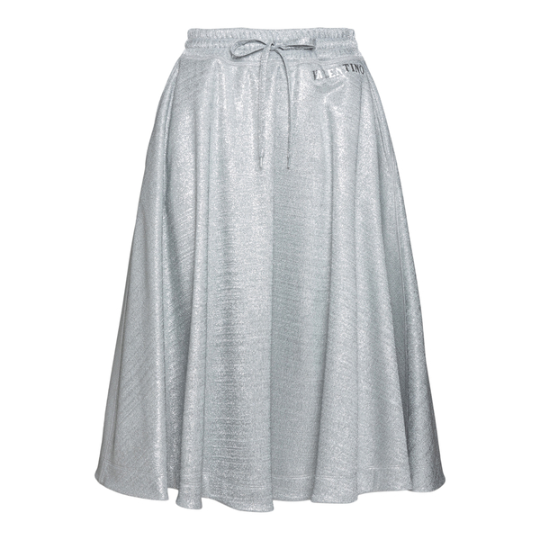 Silver midi skirt with brand name                                                                                                                     Valentino XB3MD03Z back