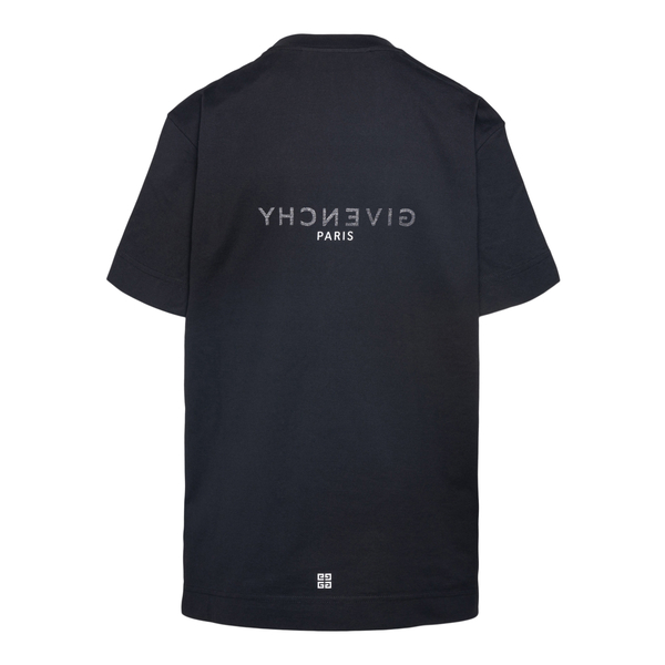 T-shirt nera con stampa nome brand                                                                                                                     davanti