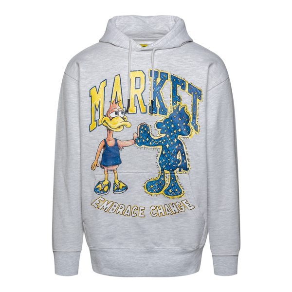 Grey sweatshirt with hood and print                                                                                                                   Market 397000195 back
