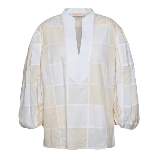 White and yellow checked blouse                                                                                                                        TORY BURCH                                        