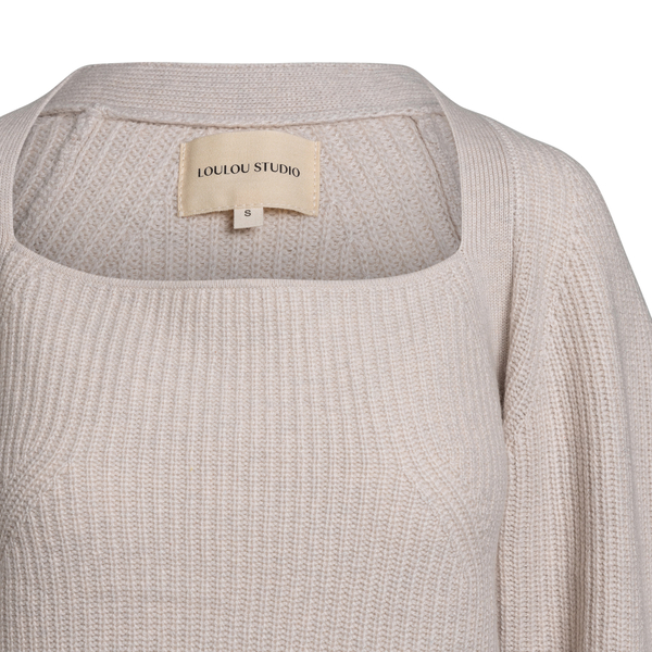 Beige sweater with square neckline                                                                                                                     LOULOU STUDIO                                     