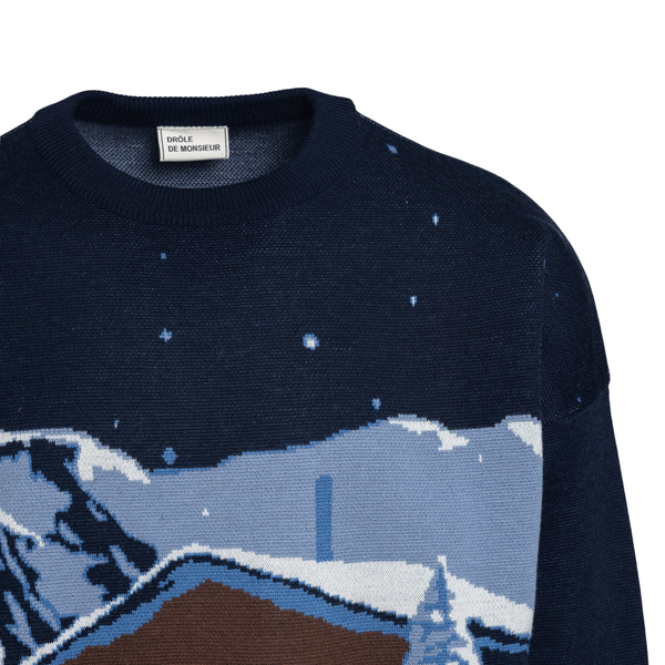 Blue sweater with landscape                                                                                                                            DROLE DE MONSIEUR                                 