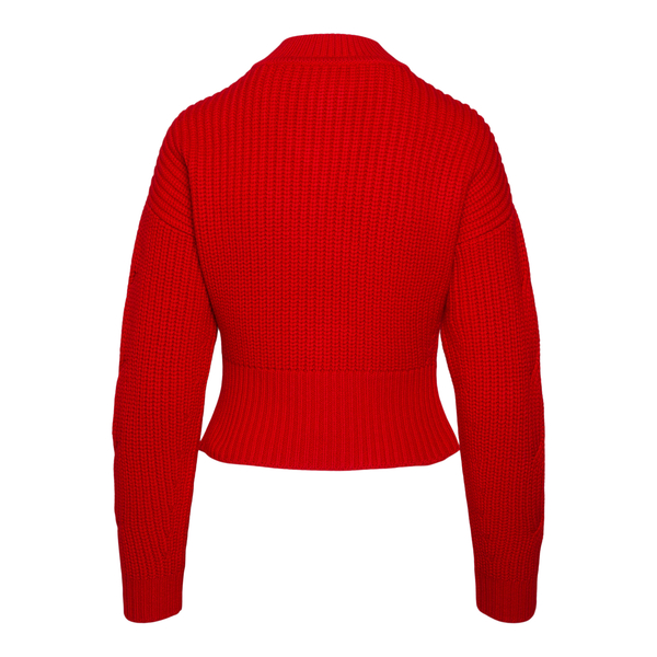 Maglione rosso con intrecci                                                                                                                            davanti