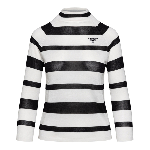 Striped knit top with logo                                                                                                                            Prada P26435 front