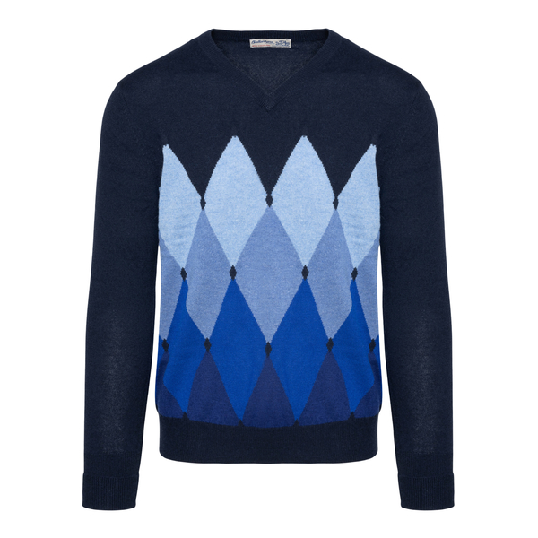 Dark blue sweater in diamond pattern Ballantyne | Ratti Boutique