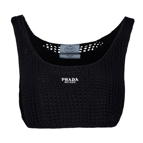 Black crop top with logo                                                                                                                              Prada P29980 back