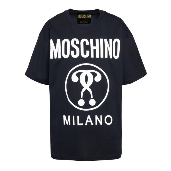 Black T-shirt with logo and brand name                                                                                                                Moschino 0717 front