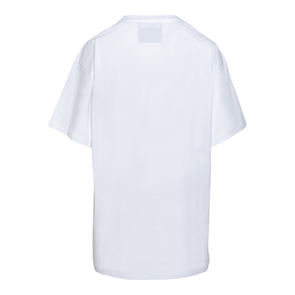 T-shirt bianca con nome brand a contrasto                                                                                                              davanti