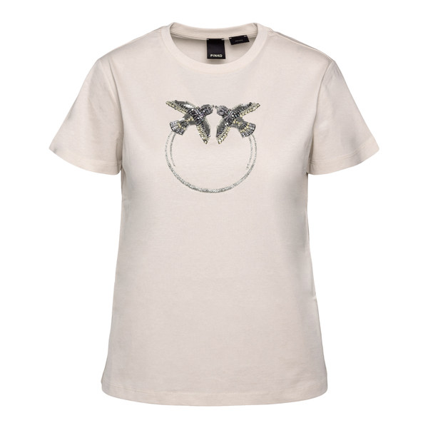 Ivory T-shirt with logo                                                                                                                               Pinko 1G1720 front