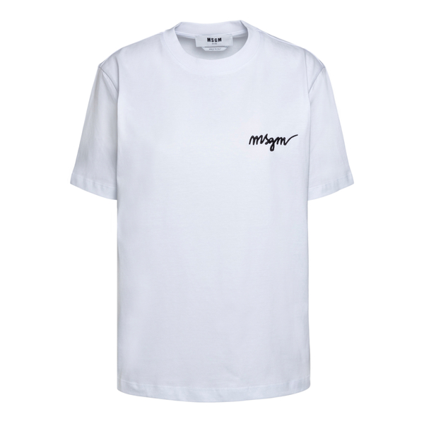 White T-shirt with embroidered logo                                                                                                                   Msgm 2000MDM540 front