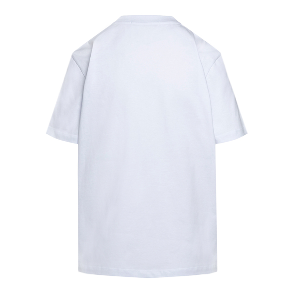 T-shirt bianca con logo ricamato                                                                                                                       davanti