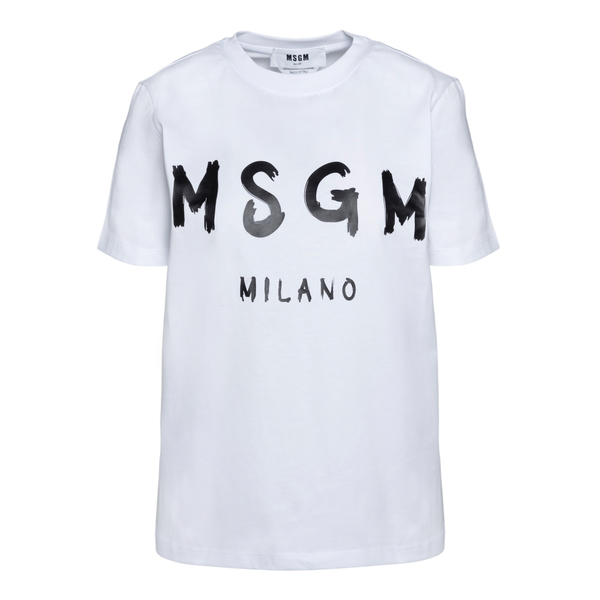 White T-shirt with brand name print                                                                                                                   Msgm 2000MDM510 front
