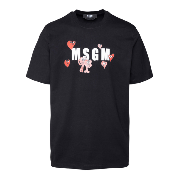 Black T-shirt with logo and hearts                                                                                                                    Msgm 3240MM178 back