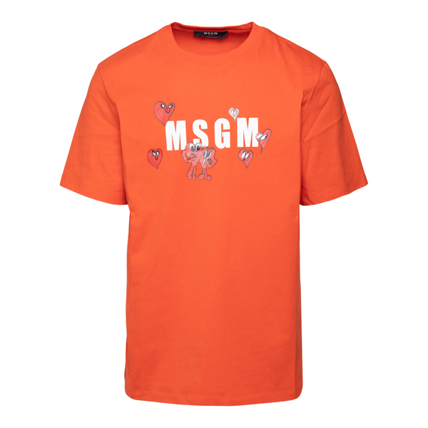 Orange T-shirt with logo and hearts                                                                                                                   Msgm 3240MM178 back