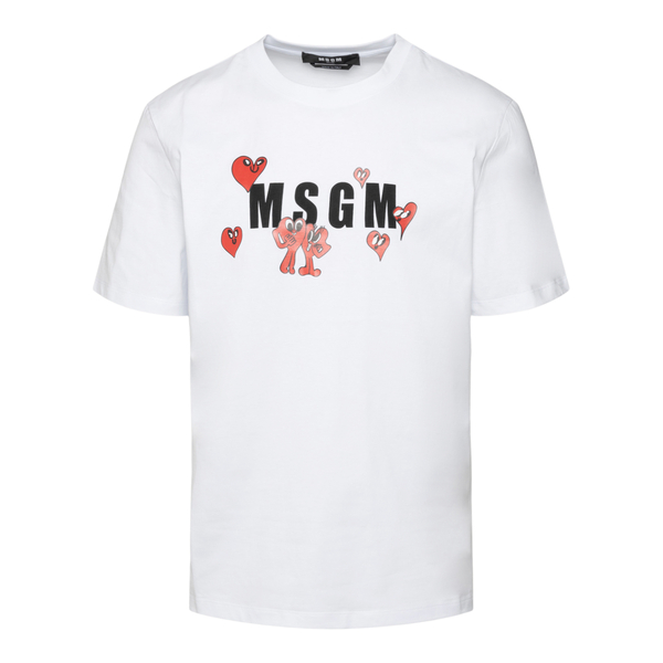 White T-shirt with logo and hearts                                                                                                                    Msgm 3240MM178 front