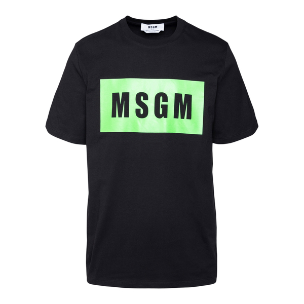 Black T-shirt with green logo print                                                                                                                   Msgm 3240MM520F back