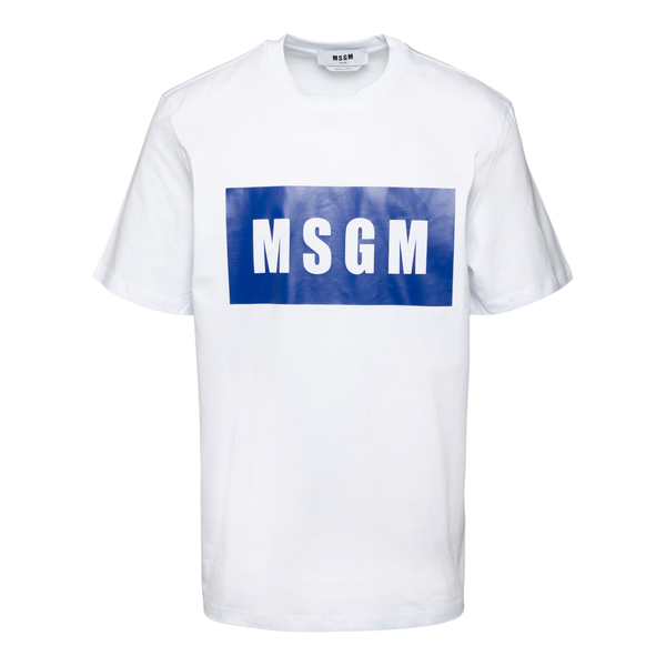 White T-shirt with blue print                                                                                                                         Msgm 3240MM520 front