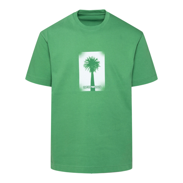 T-shirt verde con stampa                                                                                                                              Emporio Armani 3L1T7B fronte