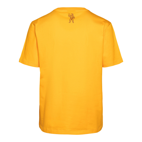 T-shirt gialla con nome brand                                                                                                                          davanti