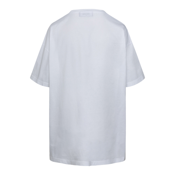 T-shirt bianca oversize con nome brand                                                                                                                 davanti