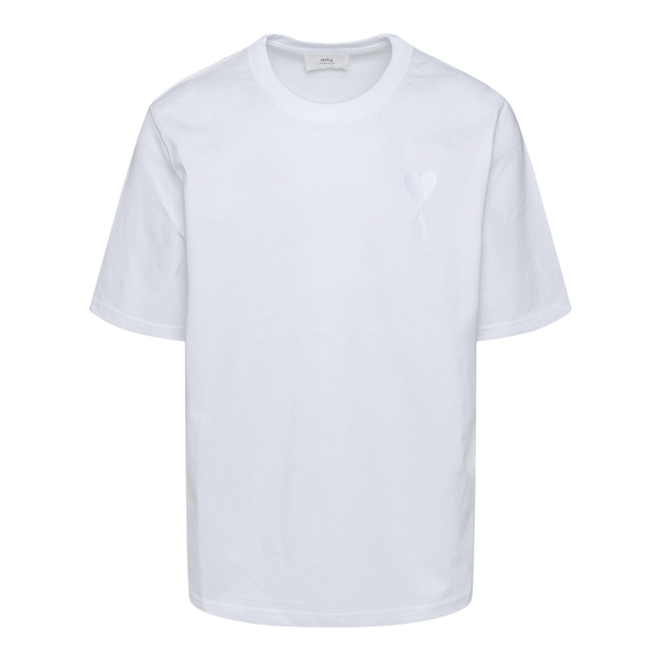 White T-shirt with tonal logo                                                                                                                         Ami UTS002 front