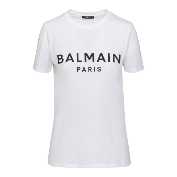 White T-shirt with brand Balmain | Ratti Boutique