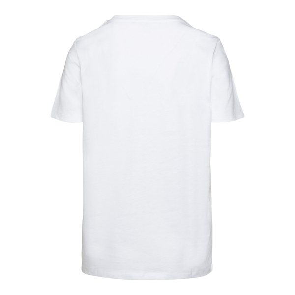 T-shirt bianca con stampa oro                                                                                                                          davanti