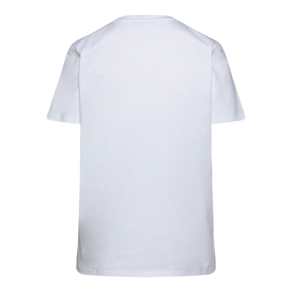 T-shirt bianca con nome brand oro                                                                                                                      davanti